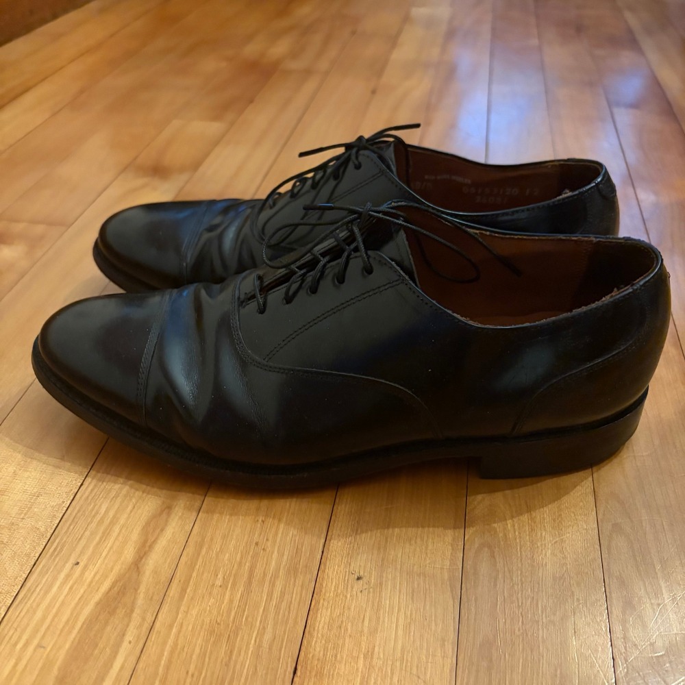 Bostonian Classics Mens Black Leather Cap Toe Oxford Shoes Made in USA 9.5 D/B - Picture 2 of 7